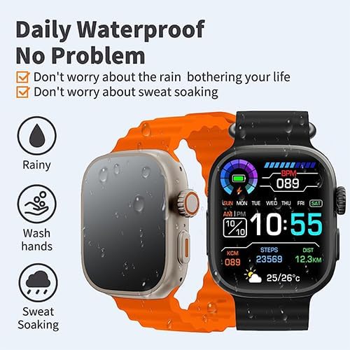S9 Ultra 49mm Series 9 Smart Watch – 2.2" HD Screen, Bluetooth Calling with FitPro App (Silver, 3 Straps + Metal Milanese)