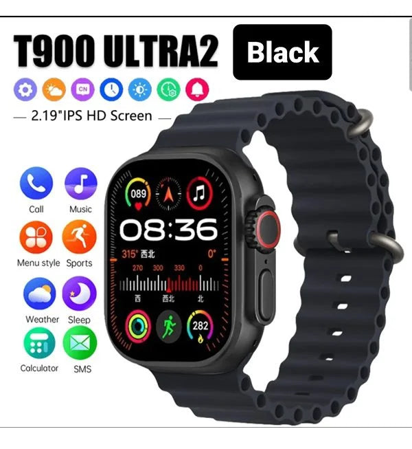 T900 Ultra 2 Series 9 Smart Watch – 2.19" Display with LaxasFit App (Black)