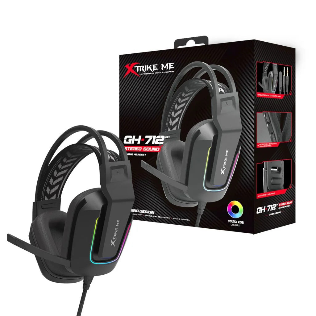 Xtrike Me GH712 RGB Gaming Headset – Noise Reduction Microphone (Black)