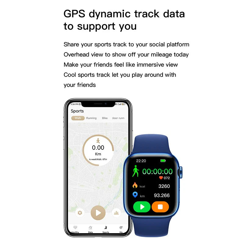 Watch 9 Max Series 9 Smart Watch – 2.19" IPS Display with LaxasFit App (Navy Blue, 22mm Strap)