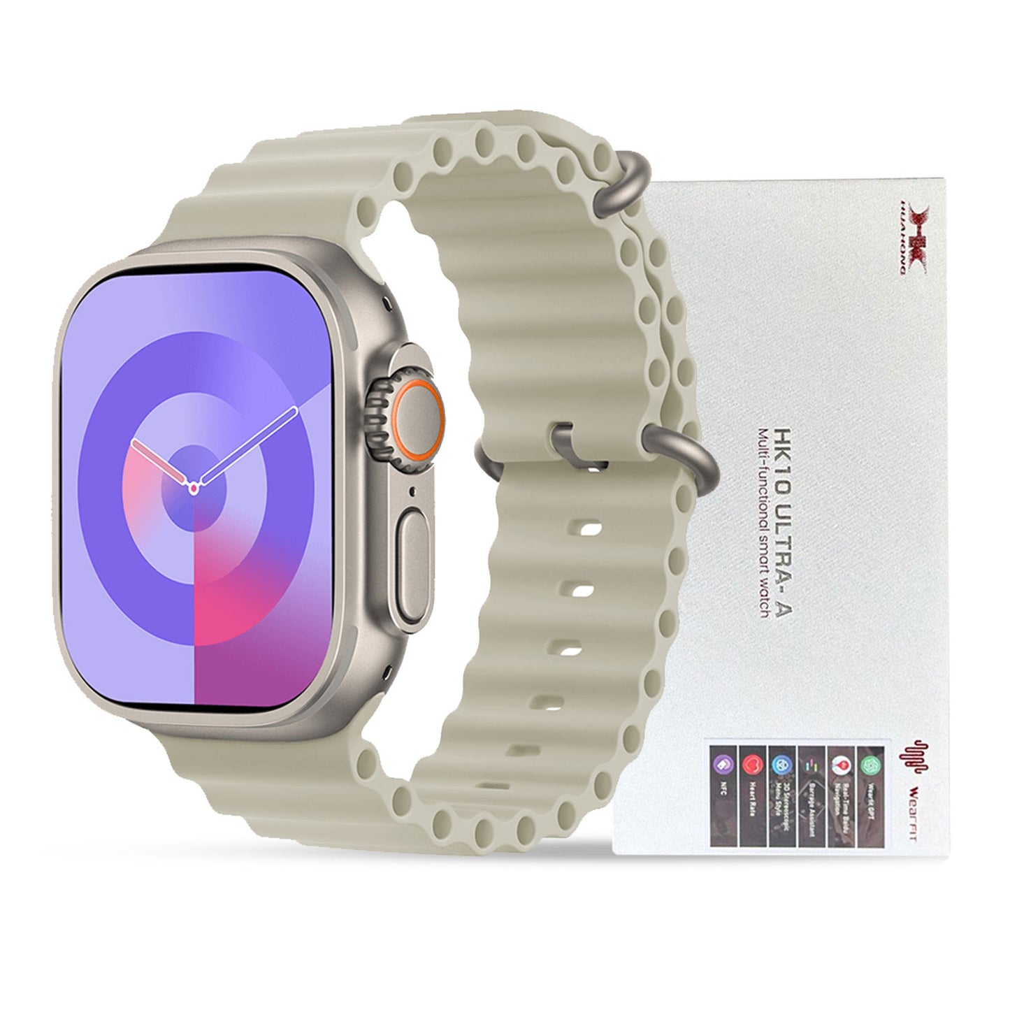 HK10 Ultra 3 Smart Watch – 2.02" AMOLED Display, G-Sensor & AI Features with WearFit Pro App (Silver, 2 Straps)
