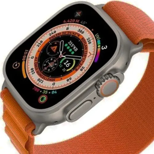JS9 Ultra Max Smart Watch – 2.12" AMOLED Display, NFC & Wireless Charging (49mm, Series 8, Orange) with WearFit Pro App