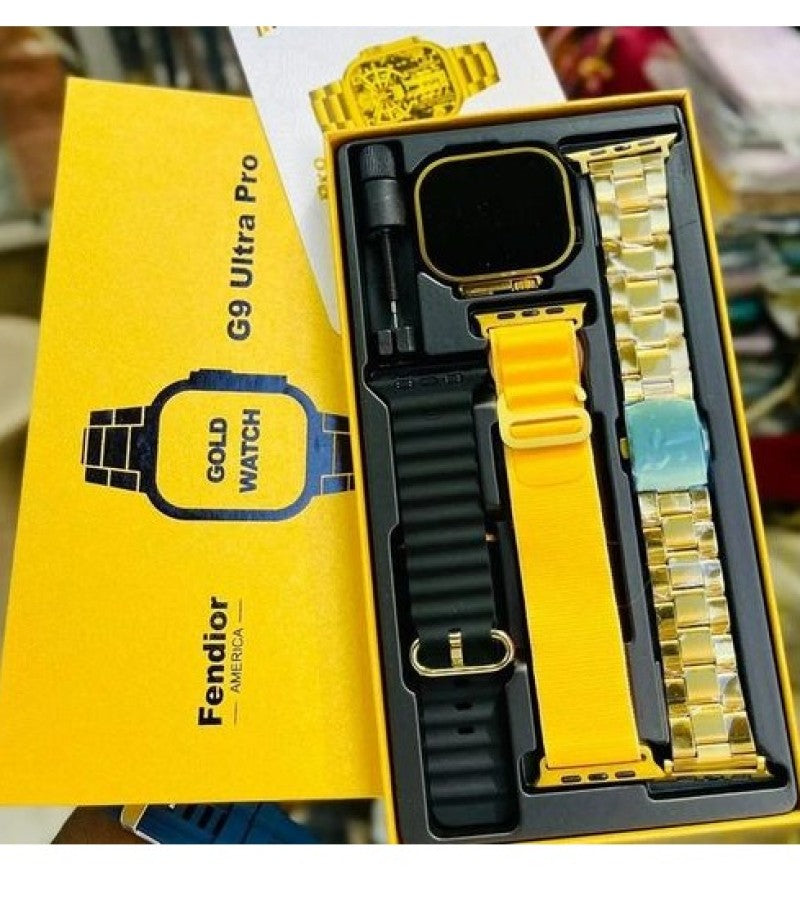 G9 Ultra Pro Series 9 Smart Watch – Gold Edition with QdFit Pro App