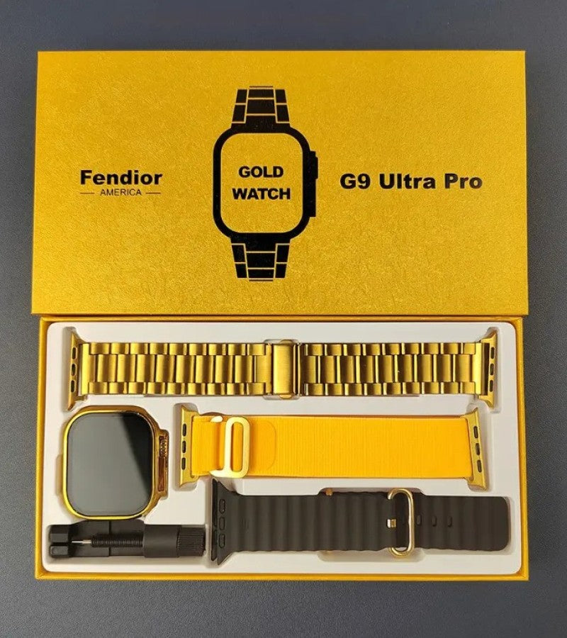 G9 Ultra Pro Series 9 Smart Watch – Gold Edition with QdFit Pro App