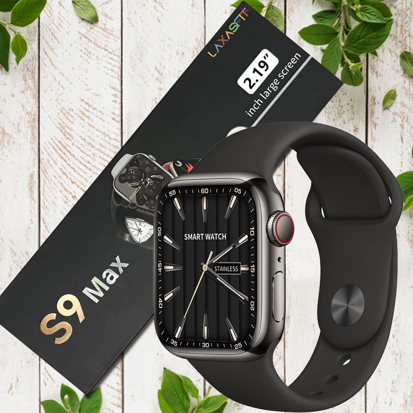 Watch 9 Max Series 9 Smart Watch – 2.19" IPS Display with LaxasFit App (Black, 22mm Strap)