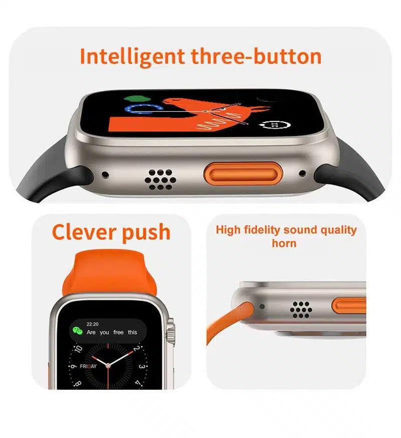 TS8 Ultra Series 8 Smart Watch – Bluetooth Calling, Heart Rate & Sports Tracking with FitPro App (Orange)