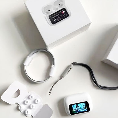 White New A9 Pro Apple AirPods with ANC ENC Noise Reduction Touch Control Bluetooth 5.4 Wireless Earbuds