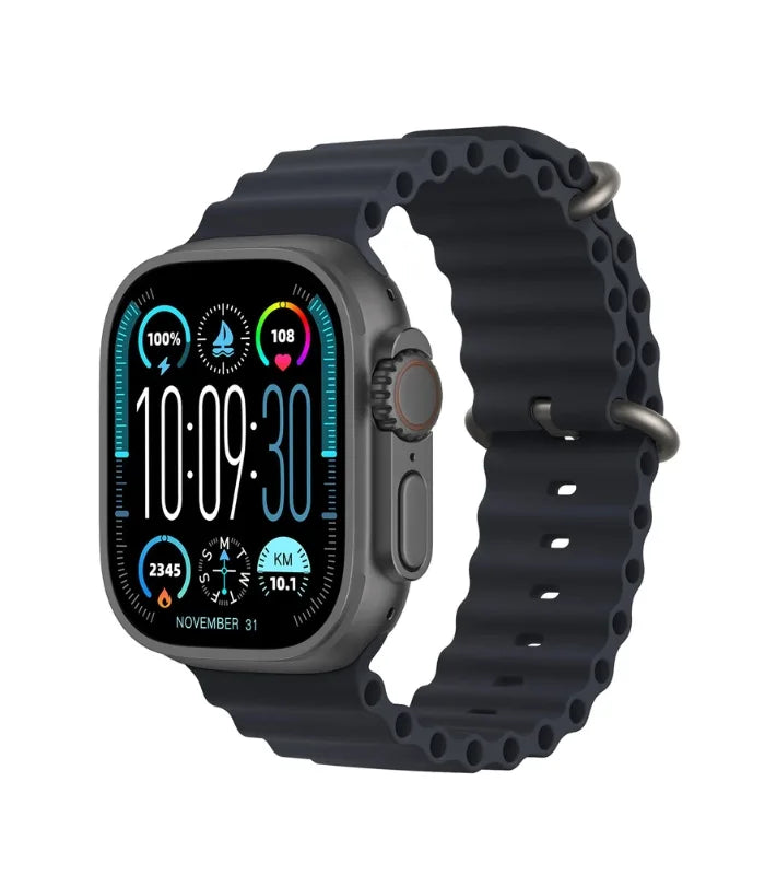 HK10 Ultra 3 Smart Watch – 2.02" AMOLED Display, G-Sensor & AI Features with WearFit Pro App (Black, 2 Straps)