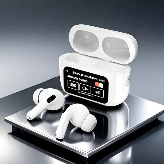 White New A9 Pro Apple AirPods with ANC ENC Noise Reduction Touch Control Bluetooth 5.4 Wireless Earbuds