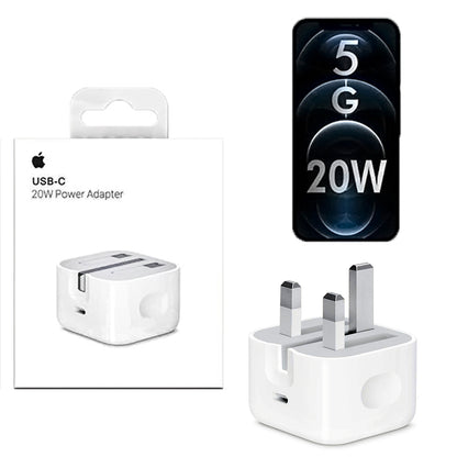 iPhone USB-C PD 20W Power Adapter Charger 3 Pin UK