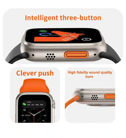TS8 Ultra Series 8 Smart Watch – Bluetooth Calling, Heart Rate & Sports Tracking with FitPro App (Orange)